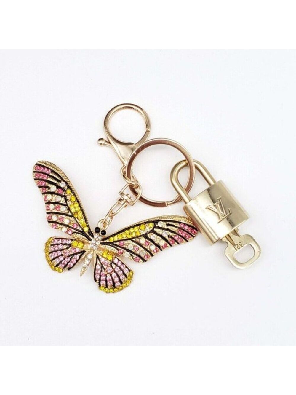 LV Gold Padlock & Key 🔒 Authentic Louis Vuitton Bag Unbranded Butterfly Charm